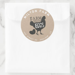 Farm Fresh Eggs Farmhouse Kraft Runt Klistermärke