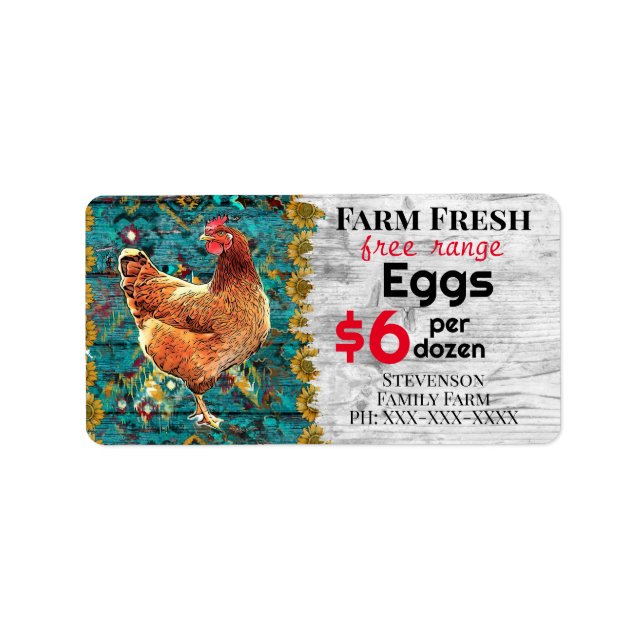 Farm Fresh Eggs Free Range Carton Chickens Adressetikett (Framsidan)