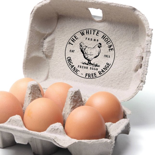 Farm Fresh Eggs Frimärke | Personlig Egg Carton Stämpel (Skapare uppladdad)