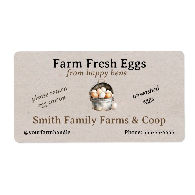 Farm Fresh Eggs Label | Egg Carton Stickers Custom Fraktsedel (Framsidan)