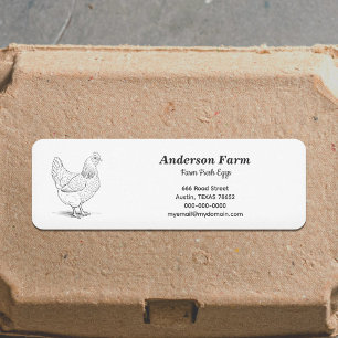 Farm Fresh Eggs med Hen Address Label-etikett Returadress Etikett