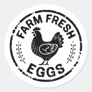 Farm Fresh Eggs Rustic Chicken Sticker Runt Klistermärke