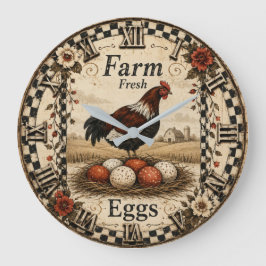 Farm Fresh Eggs Rustic Nest Vintage Farmhouse Stor Klocka