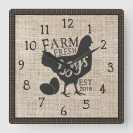 Farm Fresh Farmhouse Stil Rustic Clock med år Fyrkantig Klocka