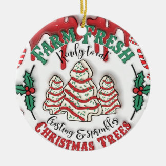 "Farm Fresh Frosted Julgranar Ornament" Julgransprydnad Keramik