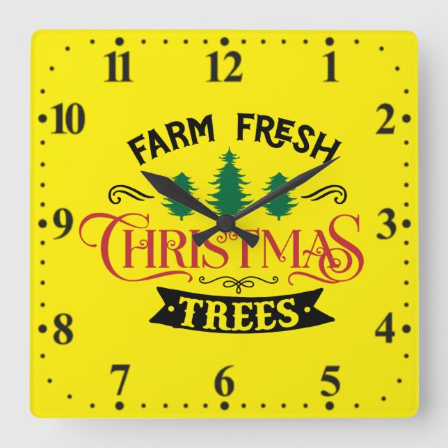 Farm Fresh Julgranar Design-54394 Fyrkantig Klocka (Framsida)