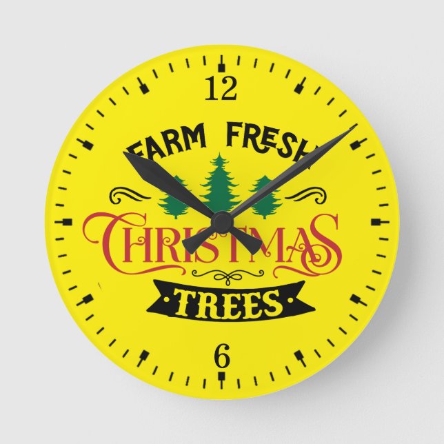 Farm Fresh Julgranar Design-54394 Rund Klocka (Framsida)