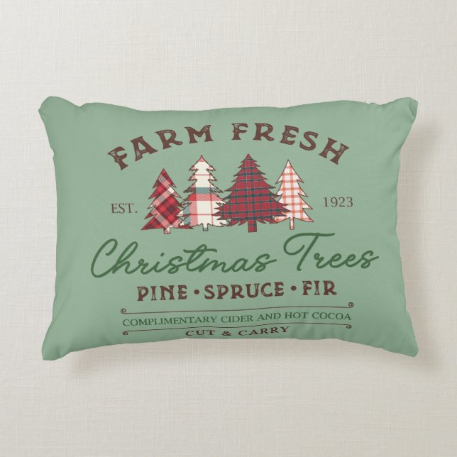 Farm Fresh Julgranar Helgdag Family Namn Prydnadskudde (Framsidan)