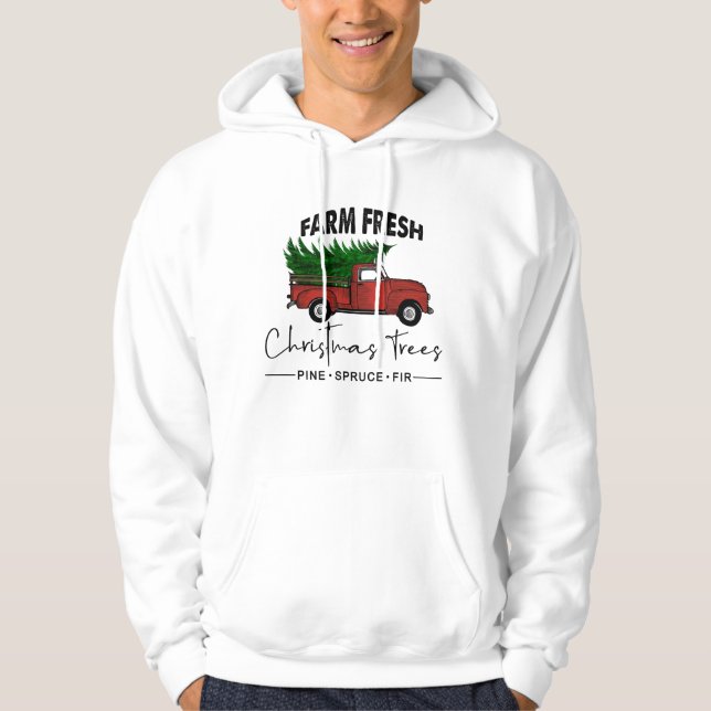 Farm Fresh Julgranar Old Lastbil Hoodie (Framsida)