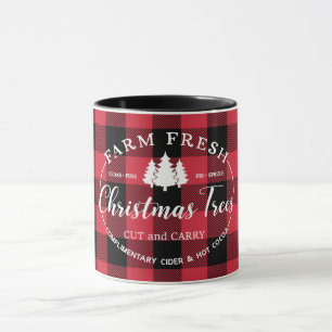 Farm Fresh Julgranar Red Buffalo Check Mugg