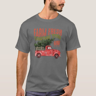 Farm Fresh Julgranar Red Lastbil Matching Fami T Shirt