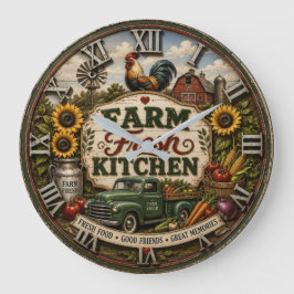 Farm Fresh Kitchen Vintage Country Farmhouse Stor Klocka
