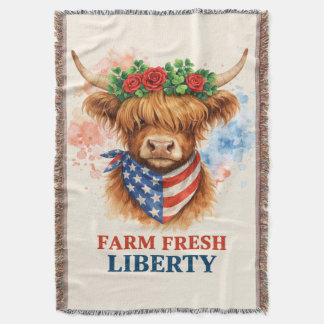 Farm Fresh Liberty Highland Cow Patriotic USA Art Filt