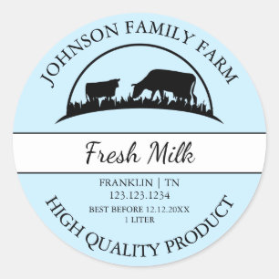 Farm Fresh Mjölk-etikett Runt Klistermärke
