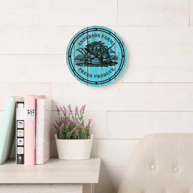 Farm Fresh Production Faux Wood Stor Klocka (Läsesal)