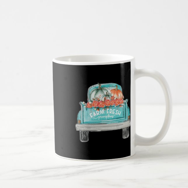 Farm Fresh Pumpkin Cute Lastbil Lycklig hösten Fal Kaffemugg (Höger)
