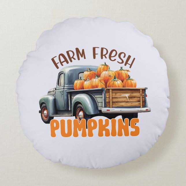 Farm Fresh Pumpkin Rund Kudde (Framsidan)