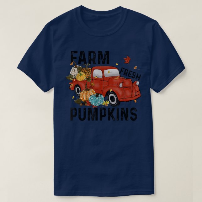 Farm Fresh Pumpkins Autumn Lastbil Pumpkin Lycklig T Shirt (Design framsida)