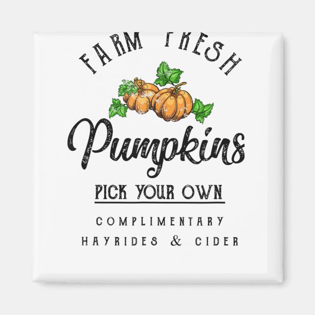 Farm Fresh Pumpkins Fall Halloween retro Magnet (Framsidan)