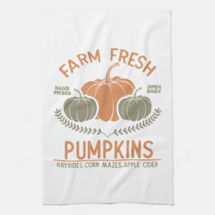Farm Fresh Pumpkins   Handplockad Kökshandduk