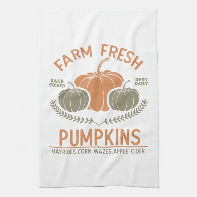 Farm Fresh Pumpkins | Handplockad Kökshandduk (Vertikal)