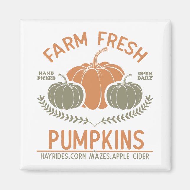 Farm Fresh Pumpkins | Handplockad Magnet (Framsidan)