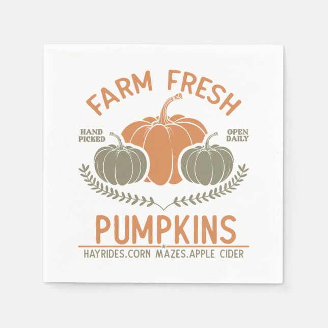 Farm Fresh Pumpkins | Handplockad Pappersservett (Framsidan)
