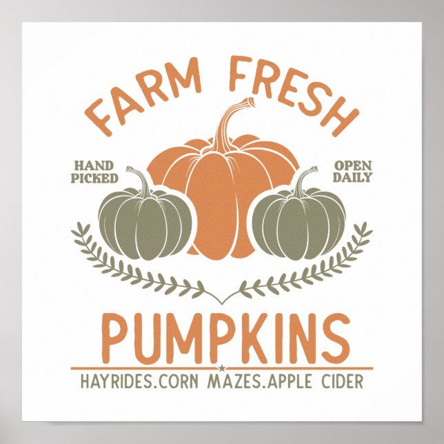 Farm Fresh Pumpkins | Handplockad Poster (Framsidan)