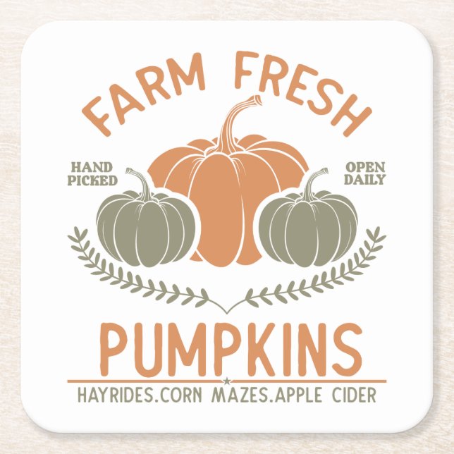 Farm Fresh Pumpkins | Handplockad Underlägg Papper Kvadrat (Framsidan)