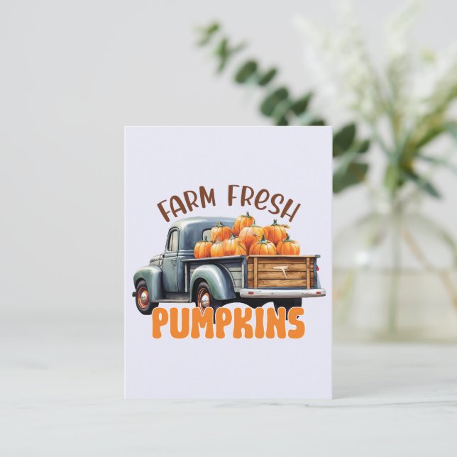 Farm Fresh Pumpkins - Rustic Lastbil Vykort (Stående Fram)