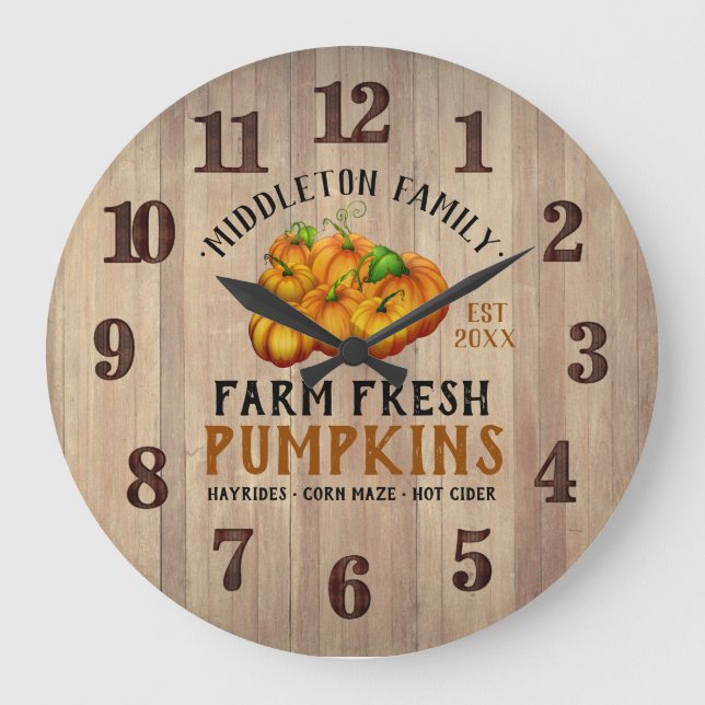 Farm Fresh Pumpkins Stor Klocka (Framsida)