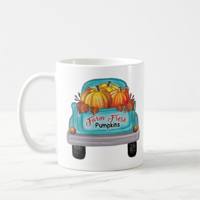 Farm Fresh Pumpkins Vintage Lastbil Kaffemugg (Vänster)