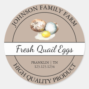 Farm Fresh Quail Egg Brown-etikett Runt Klistermärke