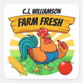 Farm Fresh Sticker Fyrkantigt Klistermärke
