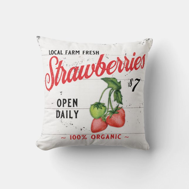 FARM FRESH STRAWBERRIES FARMHOUSE DECOR STRAWBERRY KUDDE (Framsida)