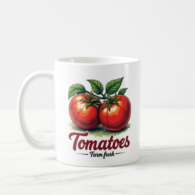 Farm Fresh Tomates Ceramic Coffee Mugg (Vänster)