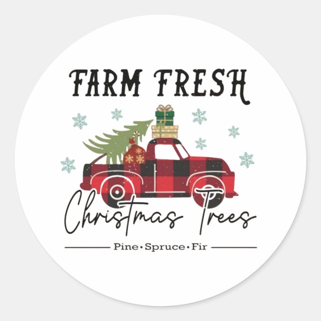 Farm Fresh Träd jul Runt Klistermärke (Framsida)