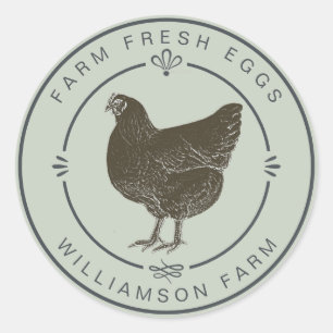 Farm Fresh Vintage Hen Eggs Carton Pastel Grönt Runt Klistermärke