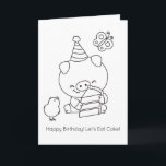 Farm Friends Färg-it-You-Gris-hälsningskort Kort<br><div class="desc">Grattis på födelsedagen! Låt oss Eat Cake! Din lilla kreativ kommer att njuta av att få ytterligare en konstnärlig beröring till detta vackra hälsningskort för färg-it-själv. Markera MATTE-avsluta för en bra färgning av yta och klicka sedan på "Anpassa den här mallen" om du vill skriva din egen skyddstext. Besök vår...</div>