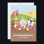 Farm Friends Födelsedagsfest inbjudan, version 2 Inbjudningar<br><div class="desc">Cock-a-Doodle-Mooo! Den här hjärtliga för barn i födelsedagsfest inbjudan är full med vänligt sinnad boskap som din lilla vän kommer att göra i kärlek, plus den tryckta versionen har en färg-it-er-baksida som dina gäster kan njuta av vid ankomsten. Klicka bara på "Anpassa den här mallen" om du vill lägga till...</div>