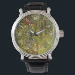 Farm Garden med Crucifix av Gustav Klimt Armbandsur<br><div class="desc">Farm Garden med Crucifix (1911/1912) av Gustav Klimt är en vintage Viktorian Era Symbolism bra art religiösa tavla. En naturscen med olika blommor runt en crucifix med Jesus Kristus i en trädgård på en gård. Om konstnären: Gustav Klimt (1862-1918) var en österrikisk symbolmålare och en av de mest framstående medlemmarna...</div>