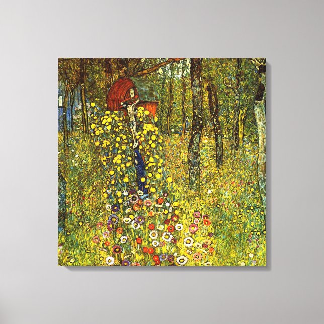 Farm Garden med Crucifix av Gustav Klimt Canvastryck (Framsida)