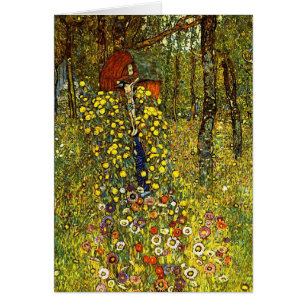 Farm Garden med Crucifix av Gustav Klimt Hälsningskort