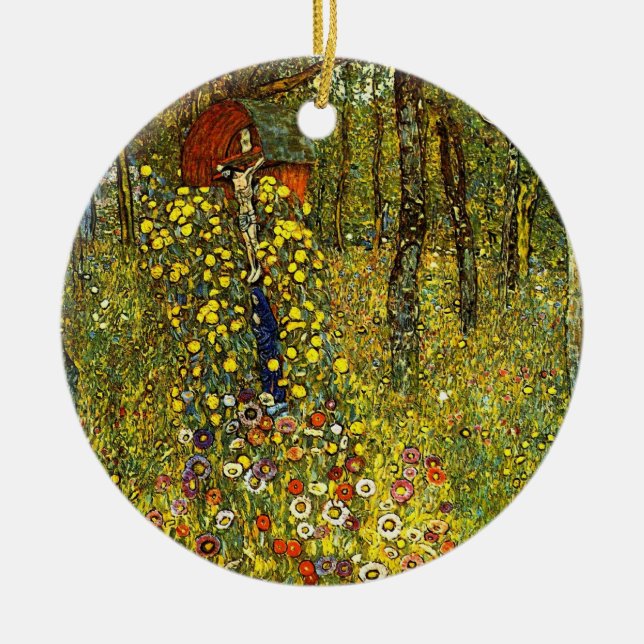 Farm Garden med Crucifix av Gustav Klimt Julgransprydnad Keramik (Framsidan)