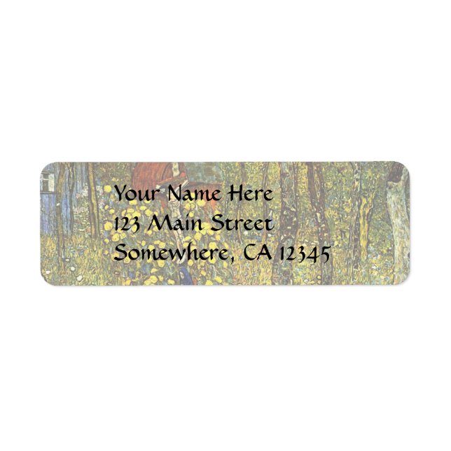 Farm Garden med Crucifix av Gustav Klimt Returadress Etikett (Framsidan)
