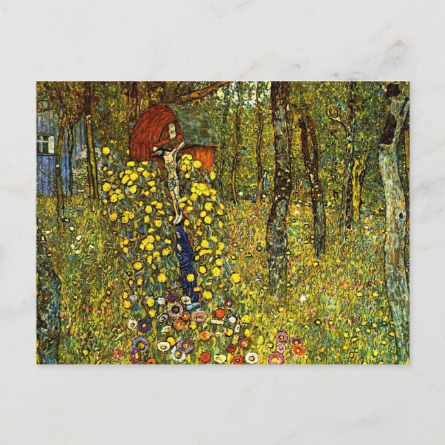 Farm Garden med Crucifix av Gustav Klimt Vykort (Framsida)