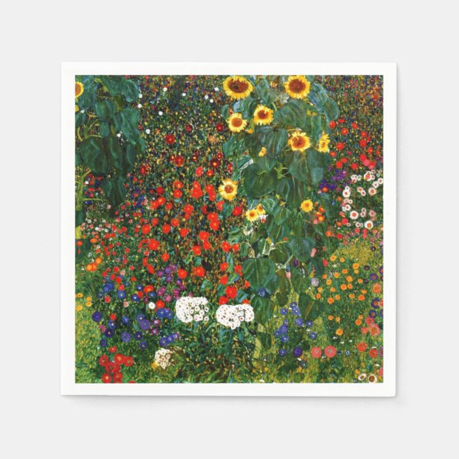 Farm Garden med solblommor, art. Gustav Klimt Pappersservett (Framsidan)