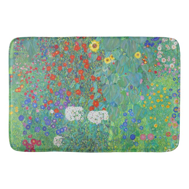 Farm Garden med solblommor av Gustav Klimt Badrumsmatta (Framsidan)