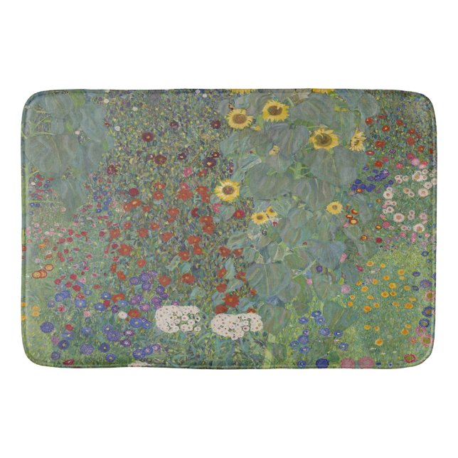 Farm Garden med solblommor av Gustav Klimt Badrumsmatta (Framsidan)