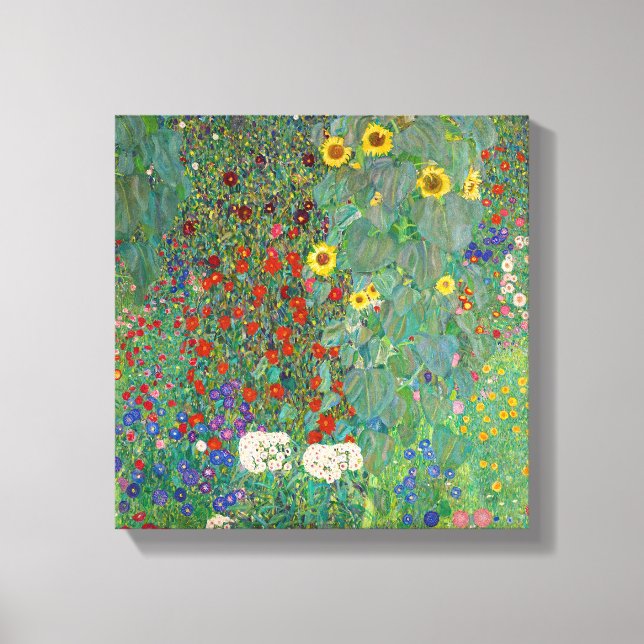 Farm Garden med solblommor av Gustav Klimt Canvastryck (Framsida)
